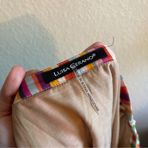Luisa Cerano Multicolor Stripe Pleated Midi Silk Skirt Lined Womens Size 4 - Picture 12 of 16